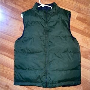 Reversible navy blue/green boys puffy vest